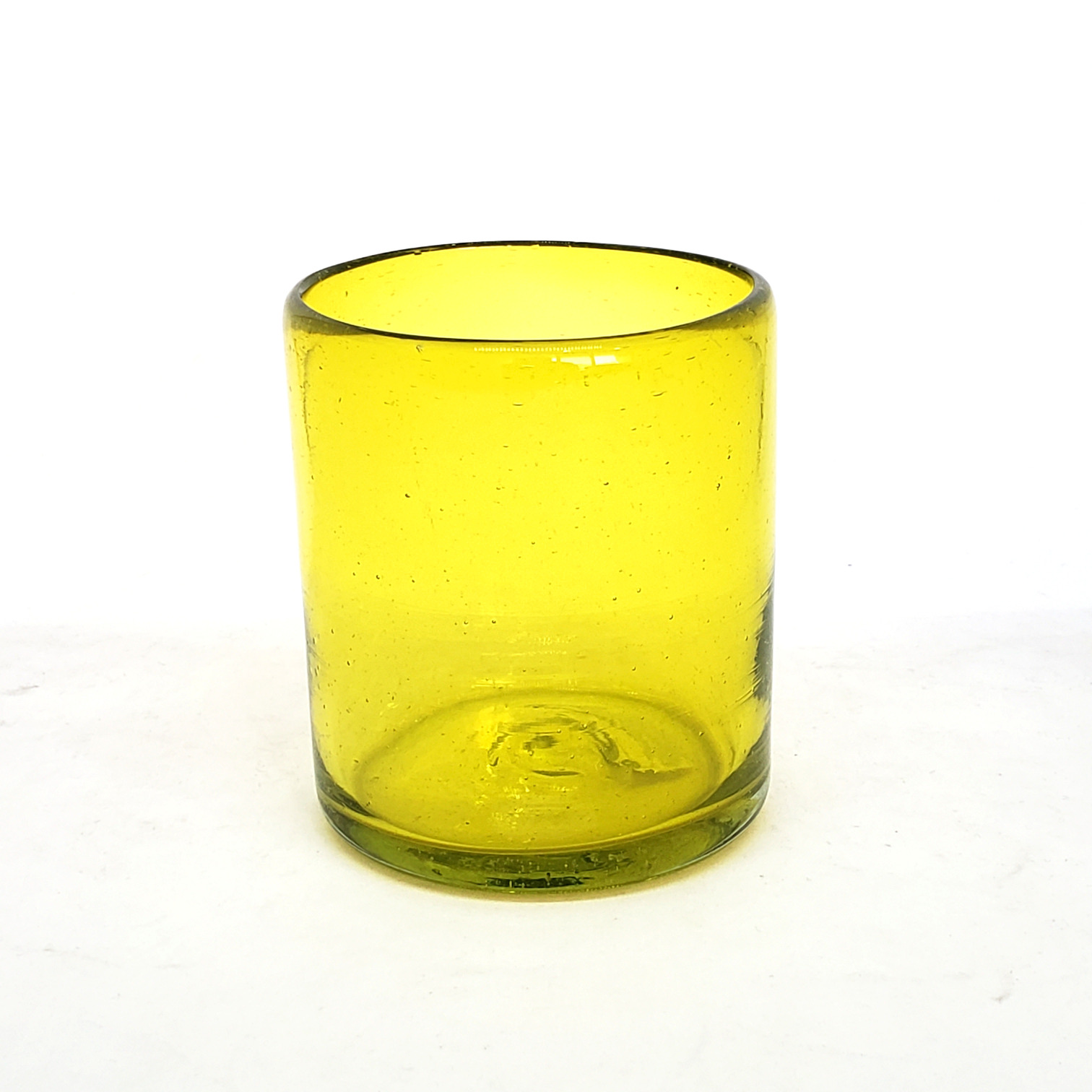 VIDRIO SOPLADO / Vasos chicos 9 oz color Amarillo Sólido (set de 6)